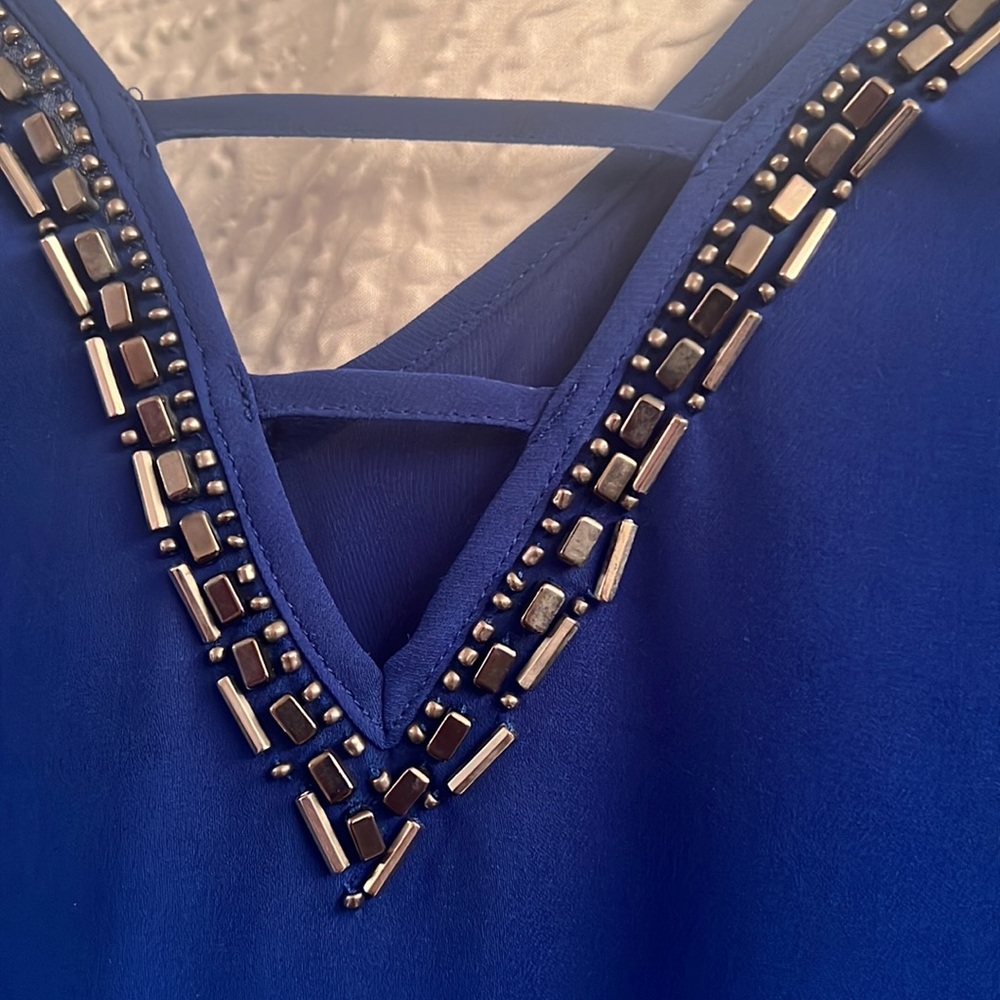 Cobalt blue studded. Cold Shoulder Top